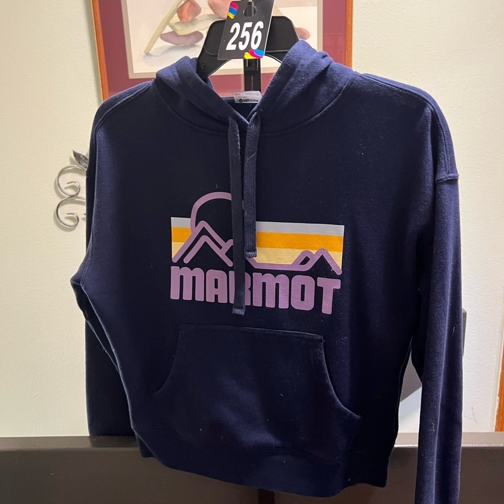 Marmot Women's Dark Blue Hoodie with Logo Size PS #256DADO
